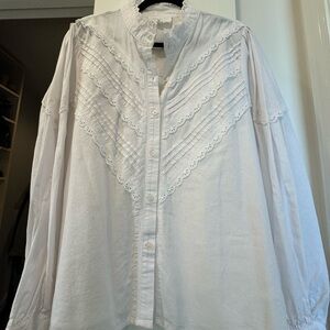 White Lace Trim Blouse
